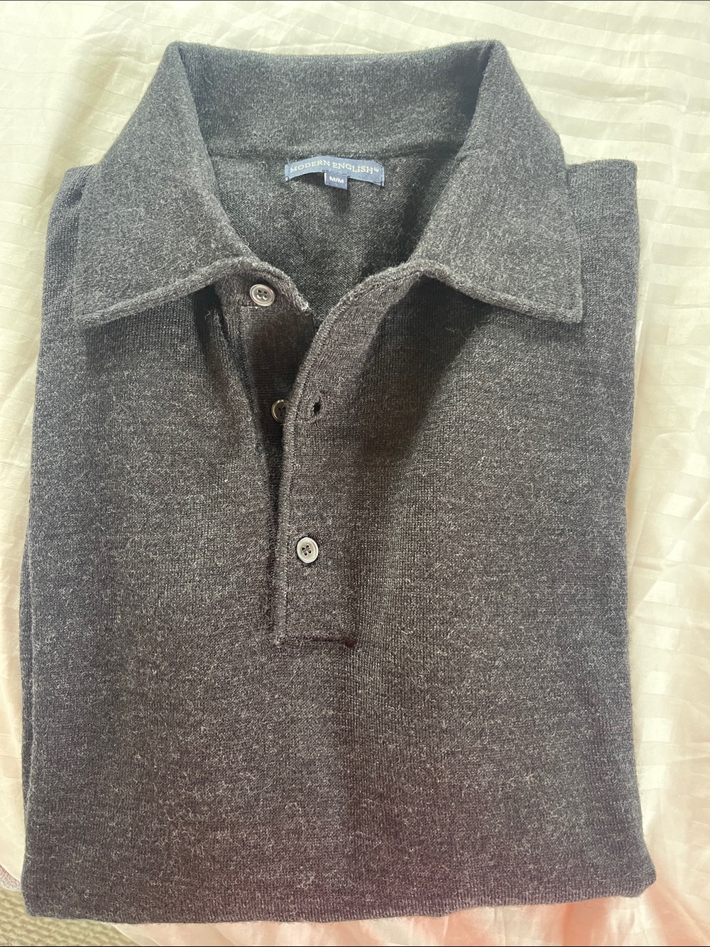 Men’s merino wool black  Heather 3 button Sweater